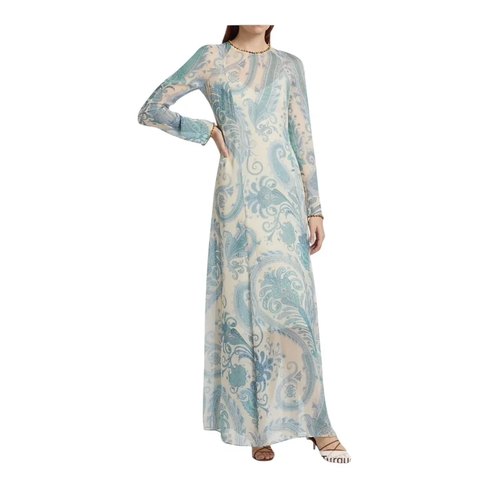 Zimmermann Illuminate Turquoise Paisley Long Sleeve Maxi Dress Size 8 (2) - Picture 6 of 16